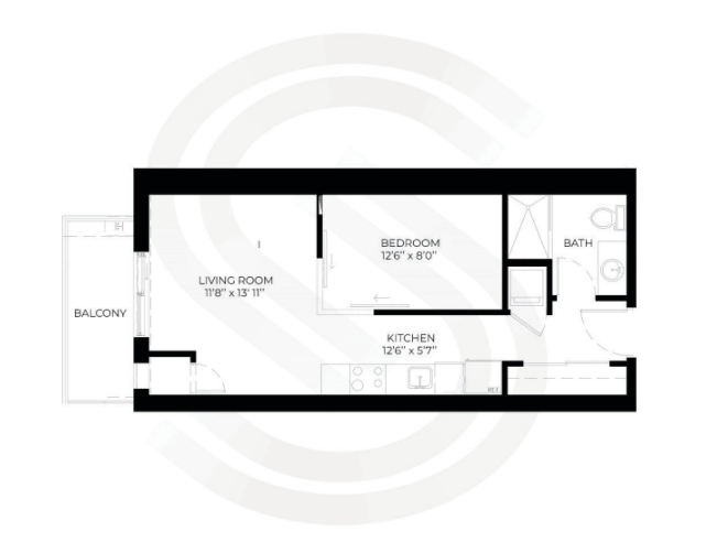 Floor plan — Interior 1 Bedroom Forte